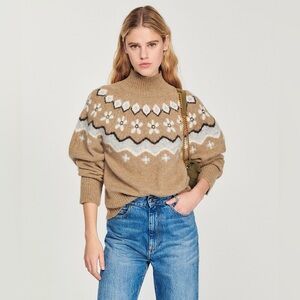 Sandro Women’s Chunky Knit Sweater, Size 1 (Small), Brown